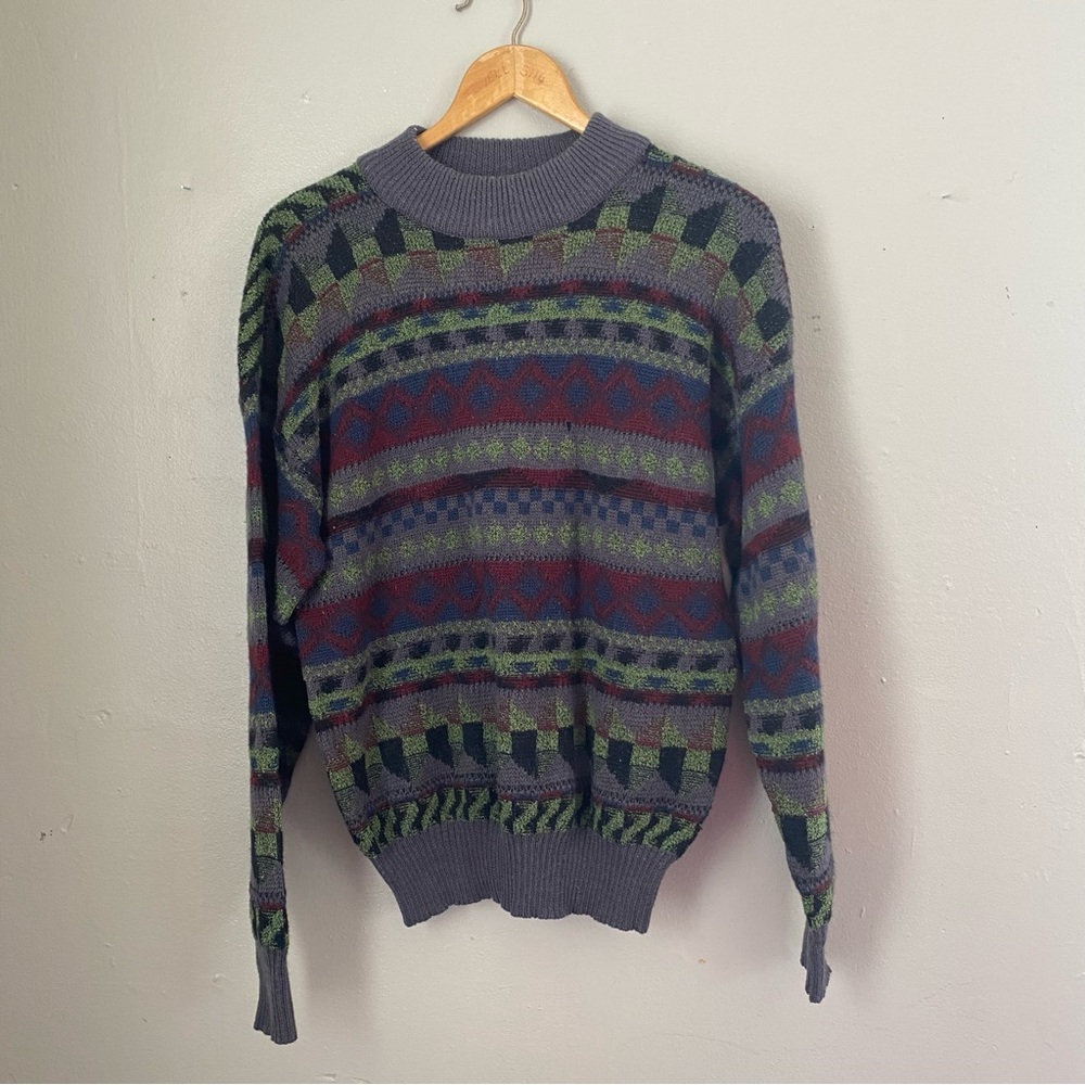 Vtg. Knit Funky Grandpa Crewneck Oversized Sweater Size XL